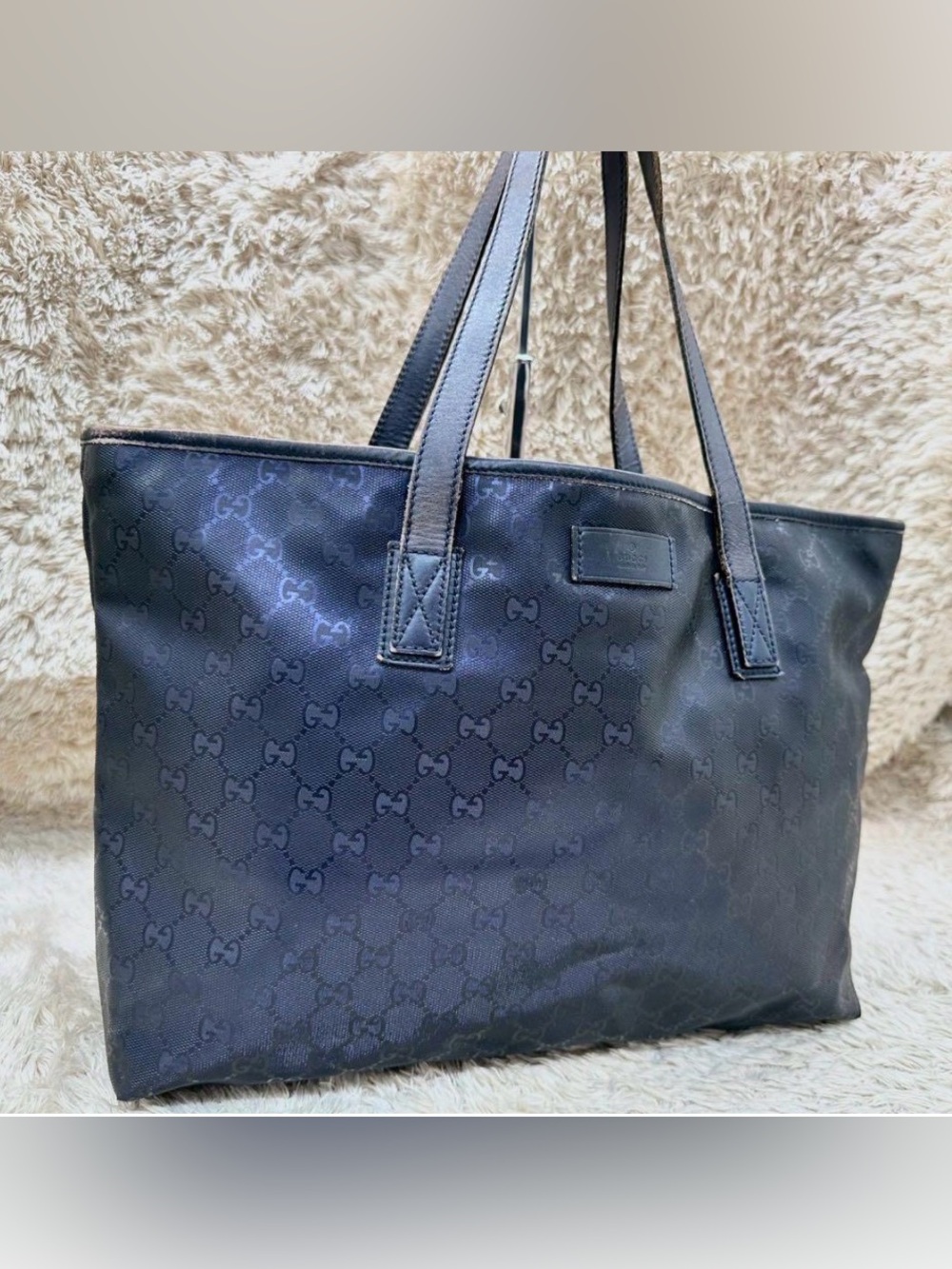 Gucci GG Imprime Blue Coated Canvas Large Tote Bag